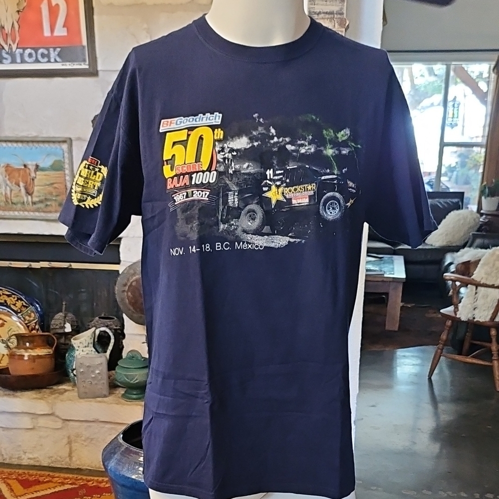 BF Goodrich 50th Score Baja 1000 World Desert Championship Navy Cotton T Shirt L
